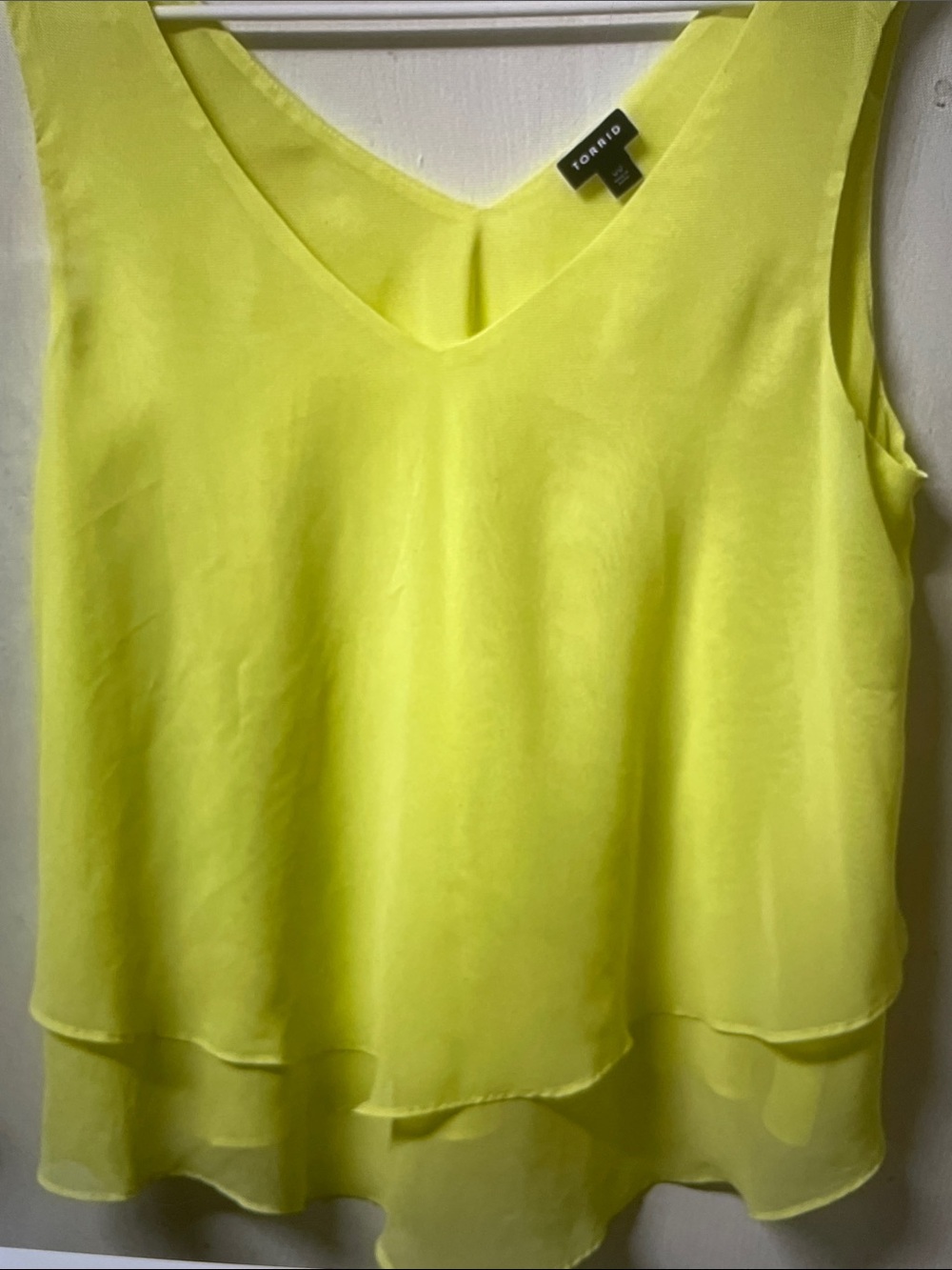 torrid Neon Yellow Layered Chiffon V-Neck Camisole